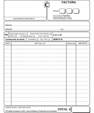 Talonario de Facturas Generico x 50